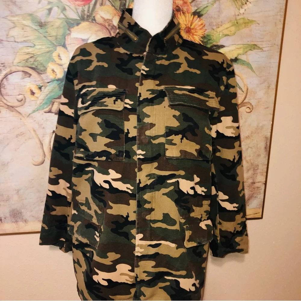Sz M Asmax Haoduoyi Brown & Green Boho Camo Jacket - Picture 9 of 16